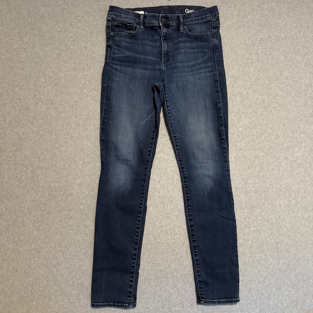 Gap 1969 Resolution Slim Straight Jeans Women 31 31r 12r Dark Wash Stretch Denim